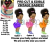 PRE-CUT Bright Colors Ruffle Pants Afro Buns Babies EDIBLE Cake Topper Image Bow