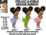 PRE-CUT Ruffle Pants Afro Puffs Baby EDIBLE Cake Topper Image Sneakers Ruffles