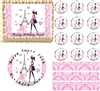 Pink and White PARIS Damask LADY POODLE Eiffel Tower Edible Cake Topper Image Frosting Sheet - All Sizes!