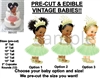 PRE-CUT Green Leaf Tulle Party Dress Girl EDIBLE Cake Topper Image Ballet Shoes