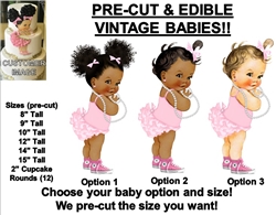 Pre-Cut Princess Pink Ruffle Pants Baby Girl EDIBLE Cake Topper Image Sneakers