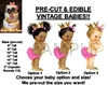 PRE-CUT Bright Pink Gold Princess Ruffle Pants EDIBLE Cake Topper Image Crown