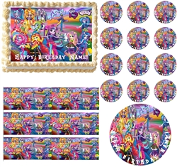 My Little Pony Equestria Girls RAINBOW ROCKS Characters Edible Cake Topper Image