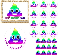 Rainbow Poop Emoji Edible Cake Topper Image Cupcakes Rainbow Poop Cake Edibles