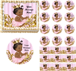 Vintage Dark Skin Princess Baby Edible Cake Topper Image Cupcakes Baby Shower Cake Ideas