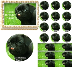 Pug Dog Edible Cake Topper Image Cake Decoration Cupcakes Pug Puppy Cake Edible