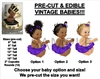 PRE-CUT Purple Ballerina Sitting Vintage Baby Girl EDIBLE Cake Topper Image Baby