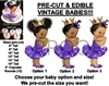 PRE-CUT Purple Princess Ballerina Gold Crown Baby Girl EDIBLE Cake Topper Image
