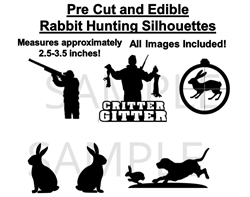 Rabbit Hunting Hunter Edible Pre Cut Stickers, Hunting Decals for Cakes, Hunting Cut Outs, Rabbit Hunting Cake, Rabbit Hunting Silhouettes