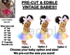 PRE-CUT Rainbow Tulle Party Dress Head Bow Baby Girl EDIBLE Cake Topper Image