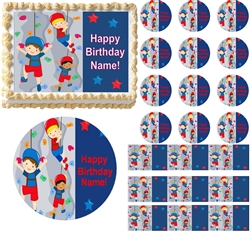 Boys ROCK CLIMBING Edible Cake Topper Image Frosting Sheet Cupcakes Decorations