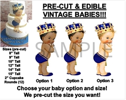 PRE-CUT Royal Blue and Gold Little Prince EDIBLE Cake Topper Image Prince Baby