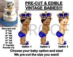 PRE-CUT Royal Blue Little Prince Studded Gold Crown Baby EDIBLE Cake Topper Image Tassel