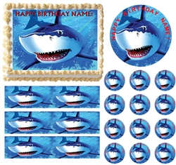 SHARK ATTACK Shark Party Edible Cake Topper Frosting Sheet Image-ALL SIZES! NEW
