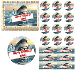 Great White Shark Edible Cake Topper Image Cake Decoration Cupcakes Shark Cake
