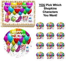 SHOPKINS YOU PICK THE CHARACTERS Edible Cake Topper Image Frosting Sheet NEW!!