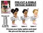 Silver and Pink Dark Skin Afro Puff Baby Edible Cake Image Baby Shower Cake Cute