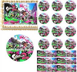 Splatoon 2 Paintball Fight Edible Cake Topper Image Cake Decoration Cupcakes