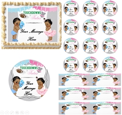 Gender Reveal Touchdowns or Tutus EDIBLE Cake Topper Image Baby Shower Cake