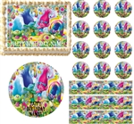 Cupcakes and Rainbows TROLLS Edible Cake Topper Image Cupcakes Cake Decoration Party Topper Frosting