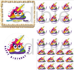 Unicorn Rainbow Poop Emoji Edible Cake Topper Image Cupcakes Unicorn Poop Cake