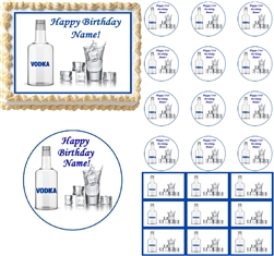 Vodka Bottle Glass Ice Edible Cake Topper Image Cupcakes 21st Birthday Ideas