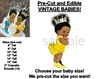 PRE-CUT Yellow and Silver Crown Afro Bun Baby EDIBLE Cake Topper Image Princess