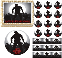 ZOMBIE SILHOUETTE Zombies Edible Cake Topper Image Frosting Sheet Cupcakes NEW!