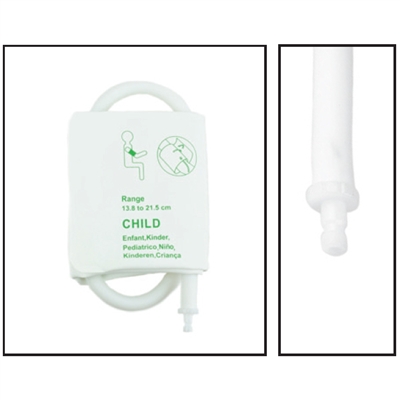 PacMed Cables NiBP Single Tube 13.8CM-21.5CM / 3.2IN-8.5IN Pediatric Disposable TPU Blood Pressure Cuff Box of 5