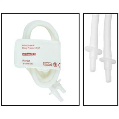 PacMed Cables NiBP Double Tube 4CM-8CM / 1.6IN-3.2IN Neonatal Disposable TPU Blood Pressure Cuff Box of 10