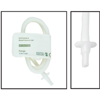 PacMed Cables NiBP Single Tube 6CM-11CM / 2.4IN-4.3IN Neonatal Disposable Soft Fiber Blood Pressure Cuff Box of 10