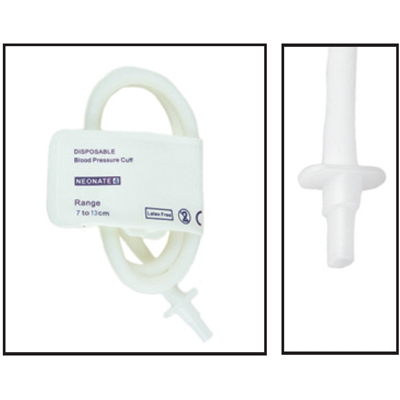 PacMed Cables NiBP Single Tube 7CM-13CM / 2.8IN-5.1N Neonatal Disposable Soft Fiber Blood Pressure Cuff Box of 10