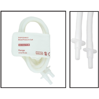 PacMed Cables NiBP Double Tube 4CM-8CM / 1.6IN-3.2IN Neonatal Disposable Soft Fiber Blood Pressure Cuff Box of 10