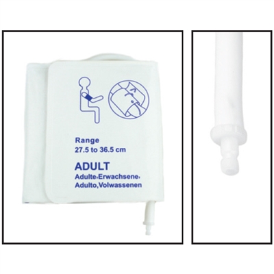 PacMed Cables NiBP Single Tube 27.5CM-36.5CM / 11IN-14.5 Adult Disposable Soft Fiber Blood Pressure Cuff Box of 5