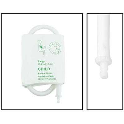 PacMed Cables NiBP Single Tube 13.8CM-21.5CM / 3.2IN-8.5IN Pediatric Disposable Soft Fiber Blood Pressure Cuff Box of 5