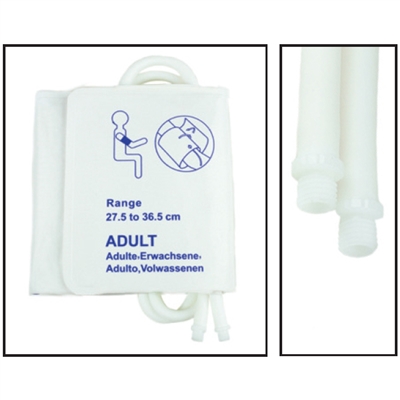 NBXX3373-NiBP Disposable Cuff Dual Tube Adult Long (27.5-36.5cm) - Soft Fiber (Box of 5)