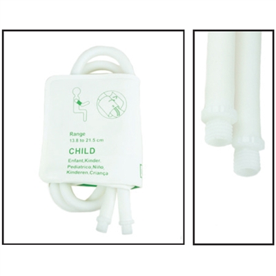 NBXX3376-NiBP Disposable Cuff Dual Tube Pediatric (13.8-21.5cm) - Soft Fiber (Box of 5)