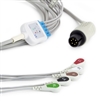 AAMI 6 Pin to 5 Lead Fixed (Din) ECG Cable - Snap