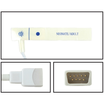 BCI Disposable Neonatal / Adult Foam Adhesive Multi-Site Wrap SpO2 Sensors DB9 9 Pin Connector 1.5FT/.5M Cable BCI Compatible 24pk