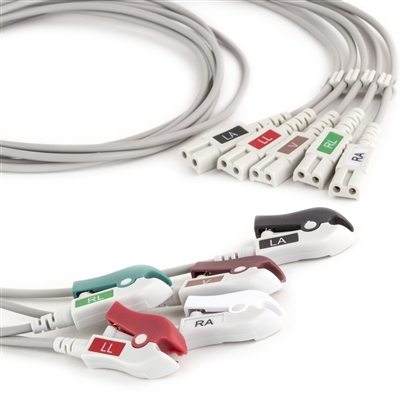 AAMI 5 Lead Dual (LL Style) ECG Leadwires - Grabber