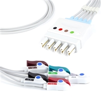Mennen ECG Lead Wire Set 5 Lead Grabber Clip to Dual 5 Pin Connector Mennen Compatible