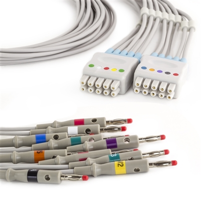 GE Marquette 10 Lead Dual Multi-Link Diagnostic ECG Leadwires-Banana