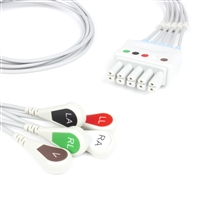 Mindray ECG Lead Wire Set 5 Lead Snap Clip to Dual 5 Pin Connector EL6501B Direct Replacement
