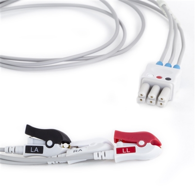 Siemens ECG Lead Wire Set 3 Lead Grabber Clip to Dual 3 Pin Connector Siemens Compatible