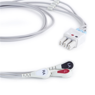 Siemens ECG Lead Wire Set 3 Lead Snap Clip to Dual 3 Pin Connector Siemens Compatible