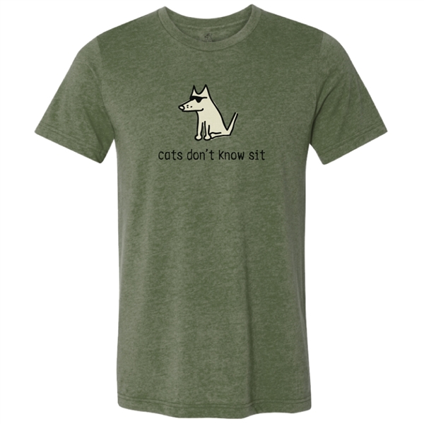Cats Don't Know Sit T Shirt. Heather Leaf.