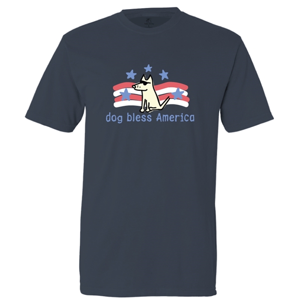 Dog Bless America T Shirt. True Navy