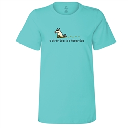 A Dirty Dog Is A Happy Dog T-Shirt. Chill Blue