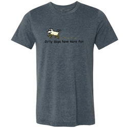 Dirty Dogs Have More Fun Lightweight T Shirt. Heather Navy.
