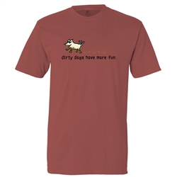 Dirty Dogs Have More Fun T Shirt. Crimson.